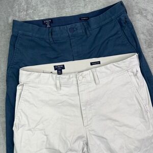 J. Crew Thompson Flex Pants Mens 31x32 Ivory Blue Tapered Office Work Polyester